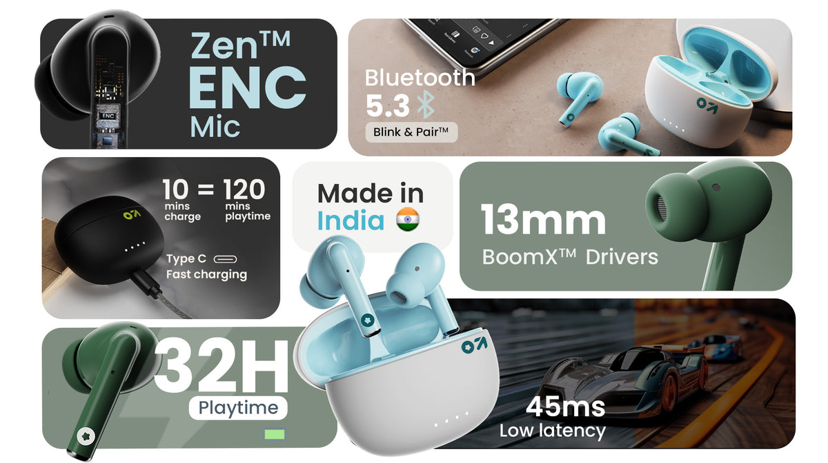 Shop GoBoult W20 Earbuds Online | 32 Hrs Playtime & 45ms Low Latency